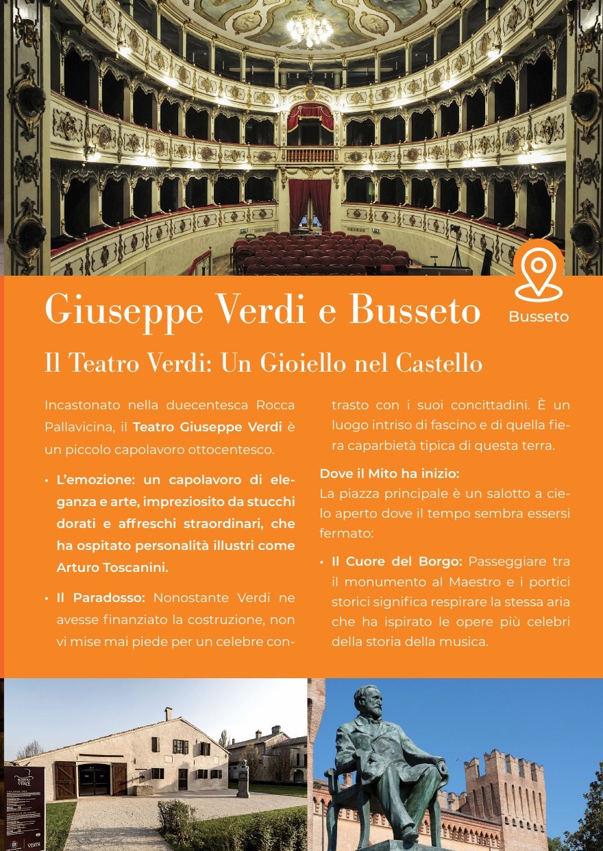 L'anta del depliant dedicata a Verdi e Busseto