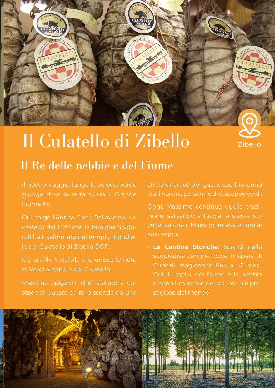 L'anta del depliant dedicata al Culatello di Zibello